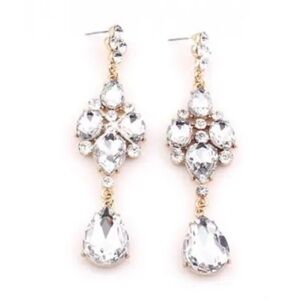 Elegant Gold w/Silver Teardrop Earrings